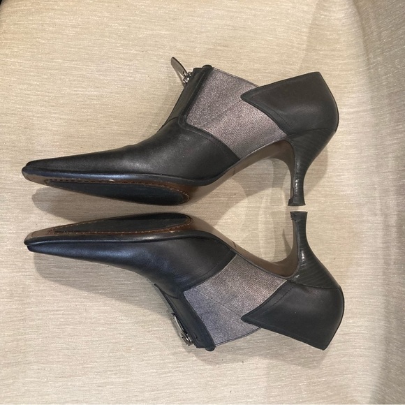 DONALD PLINER Sz 7.5N Pointy Black and Metallic Witchcore Heels Zipper Shoes - Picture 6 of 11